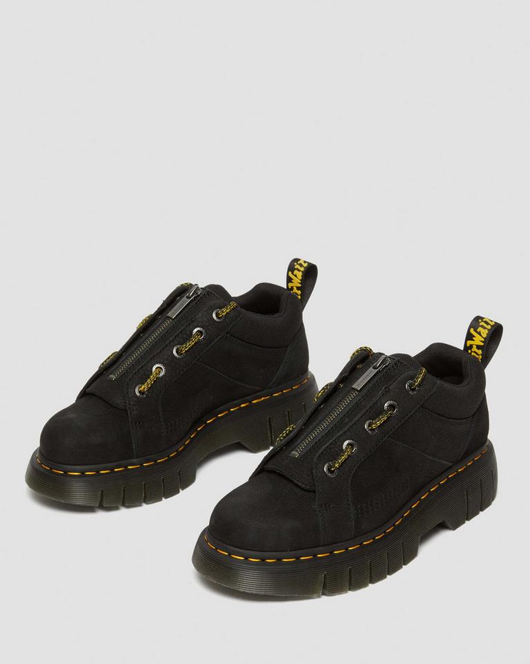 Dr Martens Woodard Tumbled Nubuck Leather Low Fritidsstøvler Dame Svarte | 03892-TVYI