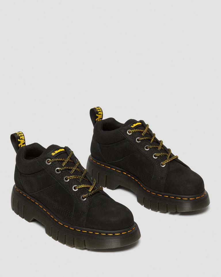 Dr Martens Woodard Tumbled Nubuck Leather Low Fritidsstøvler Dame Svarte | 03892-TVYI