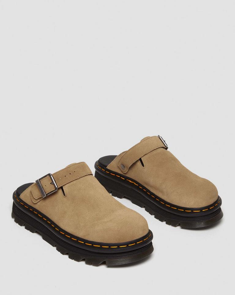 Dr Martens Zebzag Suede Casual Slingback Platform Mules Dame Brune | 85630-PWNU