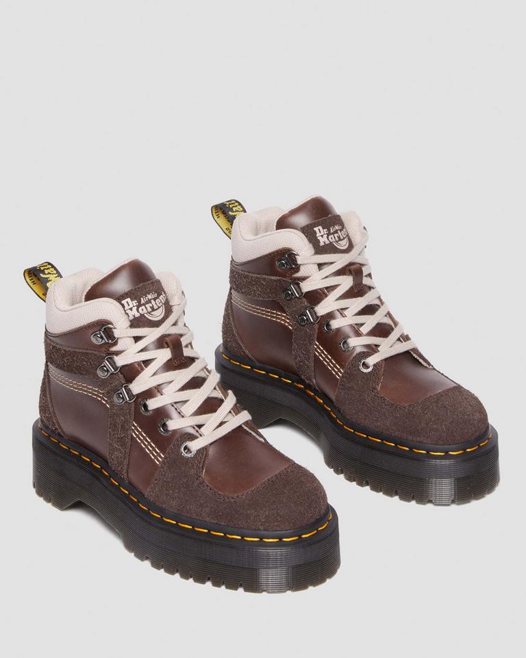 Dr Martens Zuma Leather & Suede Hiker Style Støvletter Dame Mørke Brune | 87143-XNAH